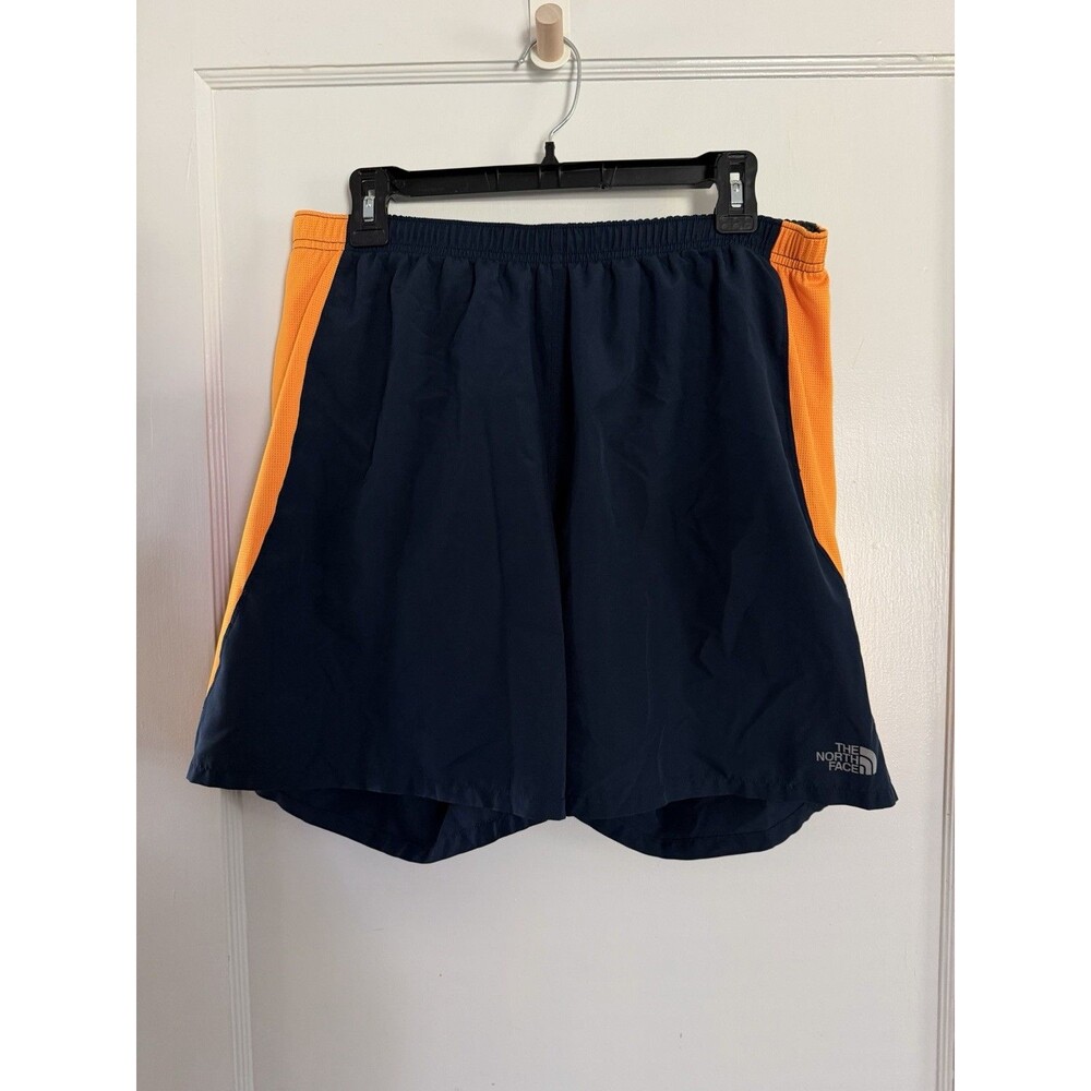 The North Face Men's L Large Athletic Shorts Navy Orange FlashDry 7" Performance